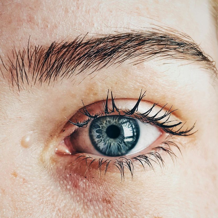 Close-up of perfectly sculpted brows, illustrating effective eyebrow hair removal